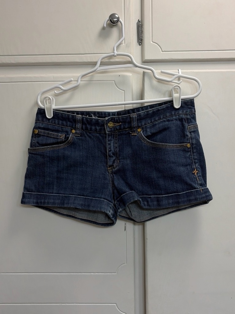 Hurley Dark Indigo Denim Cuffed Jean Shorts